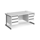 Contract 25 800mm Deep Straight Desk With 3 and 3 Drawer Pedestals & Cantilever Leg - White - NWOF