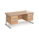 Contract 25 800mm Deep Straight Desk With 3 and 3 Drawer Pedestals & Cantilever Leg - Beech - NWOF