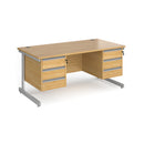 Contract 25 800mm Deep Straight Desk With 3 and 3 Drawer Pedestals & Cantilever Leg - Oak - NWOF