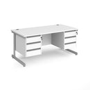 Contract 25 800mm Deep Straight Desk With 3 and 3 Drawer Pedestals & Cantilever Leg - White - NWOF