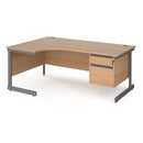 Contract 25 Ergonomic Desk With Cantilever Leg & 2 Drawer Pedestal - Beech - NWOF