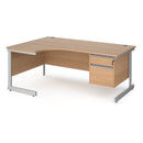 Contract 25 Ergonomic Desk With Cantilever Leg & 2 Drawer Pedestal - Beech - NWOF