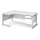 Contract 25 Ergonomic Desk With Cantilever Leg & 2 Drawer Pedestal - White - NWOF