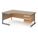 Contract 25 Ergonomic Desk With Cantilever Leg & 3 Drawer Pedestal - Beech - NWOF