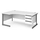 Contract 25 Ergonomic Desk With Cantilever Leg & 3 Drawer Pedestal - White - NWOF