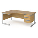 Contract 25 Ergonomic Desk With Cantilever Leg & 3 Drawer Pedestal - Oak - NWOF
