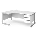 Contract 25 Ergonomic Desk With Cantilever Leg & 3 Drawer Pedestal - White - NWOF
