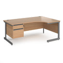 Contract 25 Ergonomic Desk With Cantilever Leg & 2 Drawer Pedestal - Beech - NWOF