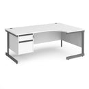 Contract 25 Ergonomic Desk With Cantilever Leg & 2 Drawer Pedestal - White - NWOF