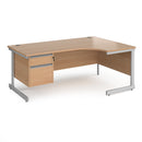 Contract 25 Ergonomic Desk With Cantilever Leg & 2 Drawer Pedestal - Beech - NWOF