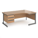 Contract 25 Ergonomic Desk With Cantilever Leg & 3 Drawer Pedestal - Beech - NWOF