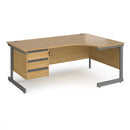 Contract 25 Ergonomic Desk With Cantilever Leg & 3 Drawer Pedestal - Oak - NWOF