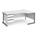 Contract 25 Ergonomic Desk With Cantilever Leg & 3 Drawer Pedestal - White - NWOF