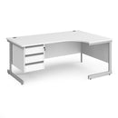 Contract 25 Ergonomic Desk With Cantilever Leg & 3 Drawer Pedestal - White - NWOF