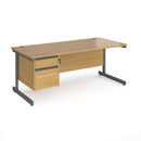Contract 25 800mm Deep Straight Desk With 2 Drawer Pedestal & Cantilever Leg - Oak - NWOF