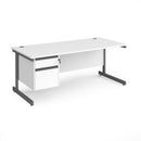Contract 25 800mm Deep Straight Desk With 2 Drawer Pedestal & Cantilever Leg - White - NWOF
