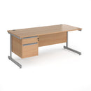 Contract 25 800mm Deep Straight Desk With 2 Drawer Pedestal & Cantilever Leg - Beech - NWOF