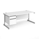 Contract 25 800mm Deep Straight Desk With 2 Drawer Pedestal & Cantilever Leg - White - NWOF