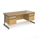 Contract 25 800mm Deep Straight Desk With 2 and 2 Drawer Pedestals & Cantilever Leg - Oak - NWOF