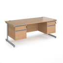 Contract 25 800mm Deep Straight Desk With 2 and 2 Drawer Pedestals & Cantilever Leg - Beech - NWOF