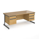 Contract 25 800mm Deep Straight Desk With 2 and 3 Drawer Pedestals & Cantilever Leg - Oak - NWOF