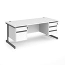 Contract 25 800mm Deep Straight Desk With 2 and 3 Drawer Pedestals & Cantilever Leg - White - NWOF