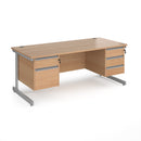 Contract 25 800mm Deep Straight Desk With 2 and 3 Drawer Pedestals & Cantilever Leg - Beech - NWOF