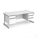 Contract 25 800mm Deep Straight Desk With 2 and 3 Drawer Pedestals & Cantilever Leg - White - NWOF