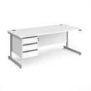 Contract 25 800mm Deep Straight Desk With 3 Drawer Pedestal & Cantilever Leg - White - NWOF
