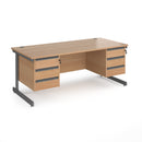 Contract 25 800mm Deep Straight Desk With 3 and 3 Drawer Pedestals & Cantilever Leg - Beech - NWOF