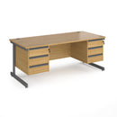 Contract 25 800mm Deep Straight Desk With 3 and 3 Drawer Pedestals & Cantilever Leg - Oak - NWOF