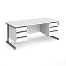 Contract 25 800mm Deep Straight Desk With 3 and 3 Drawer Pedestals & Cantilever Leg - White - NWOF