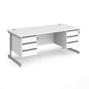 Contract 25 800mm Deep Straight Desk With 3 and 3 Drawer Pedestals & Cantilever Leg - White - NWOF
