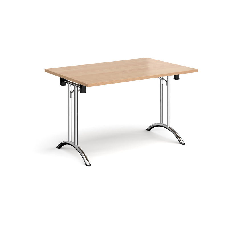 Rectangular Folding Leg Table With Curved Foot Rails - Beech - NWOF