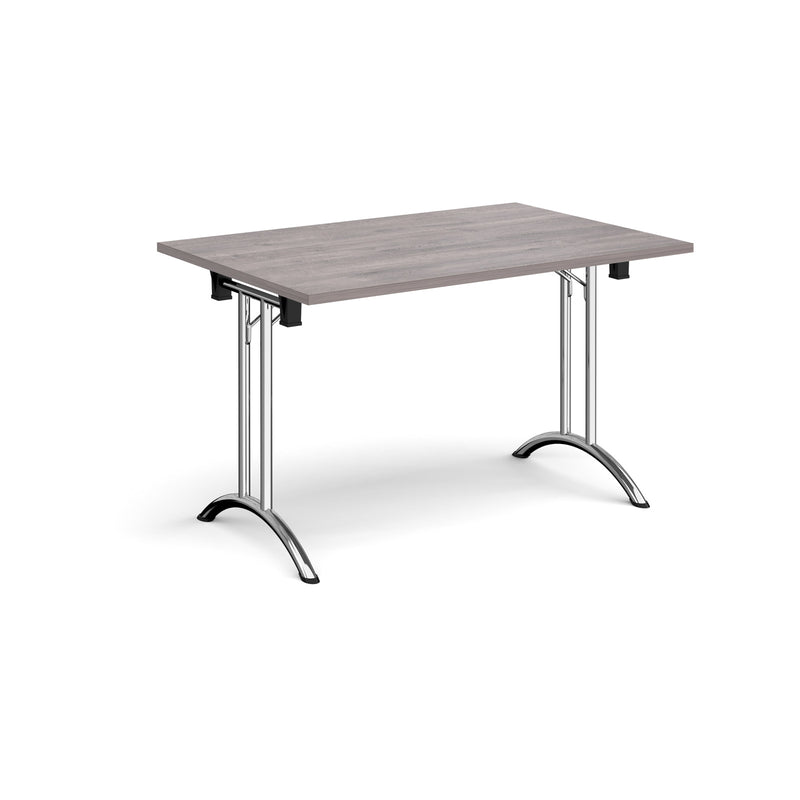 Rectangular Folding Leg Table With Curved Foot Rails - Grey Oak - NWOF