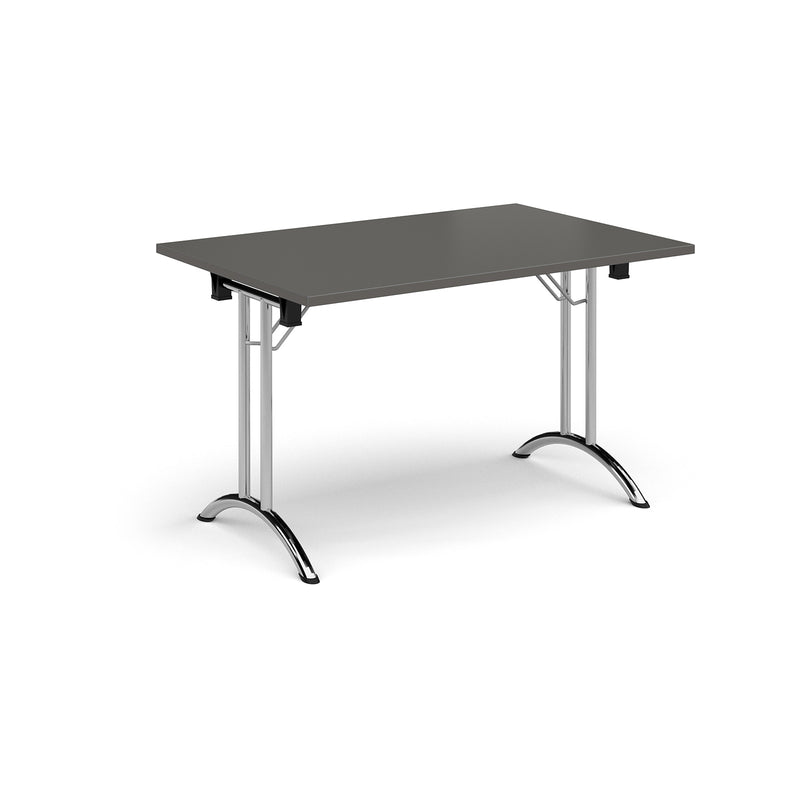 Rectangular Folding Leg Table With Curved Foot Rails - Onyx Grey - NWOF
