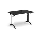 Rectangular Folding Leg Table With Curved Foot Rails - Black - NWOF