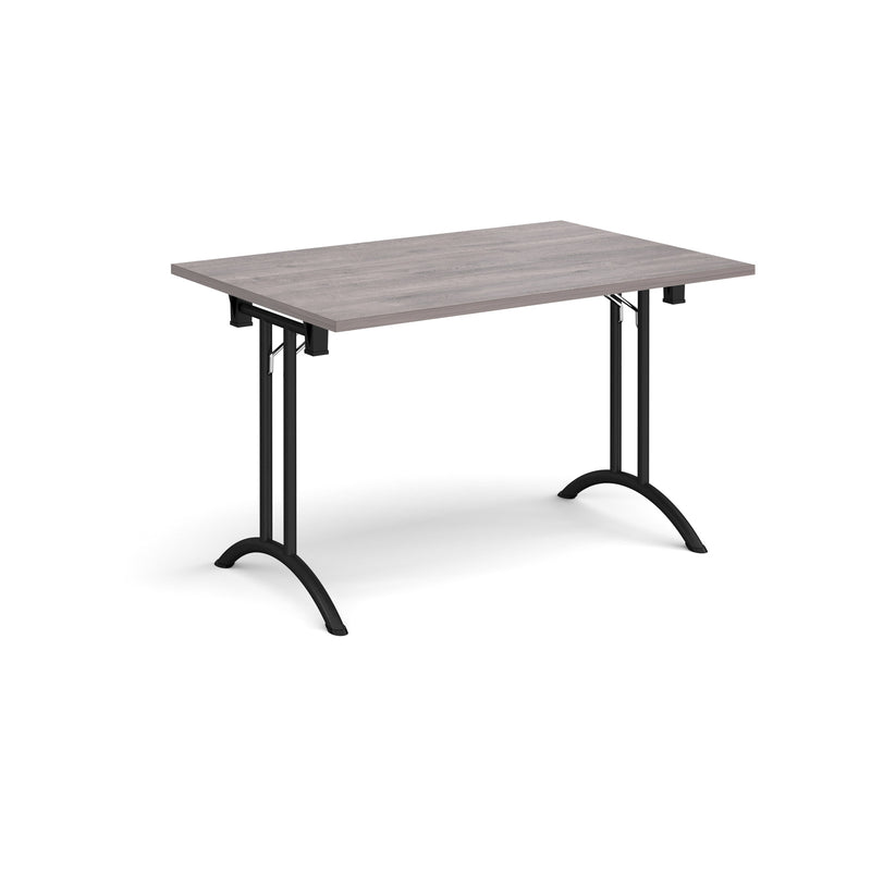 Rectangular Folding Leg Table With Curved Foot Rails - Grey Oak - NWOF