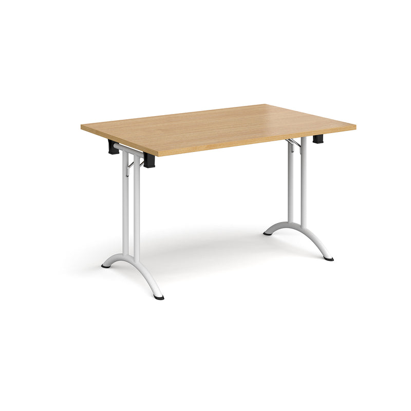 Rectangular Folding Leg Table With Curved Foot Rails - Oak - NWOF