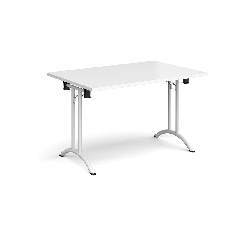 Rectangular Folding Leg Table With Curved Foot Rails - White - NWOF