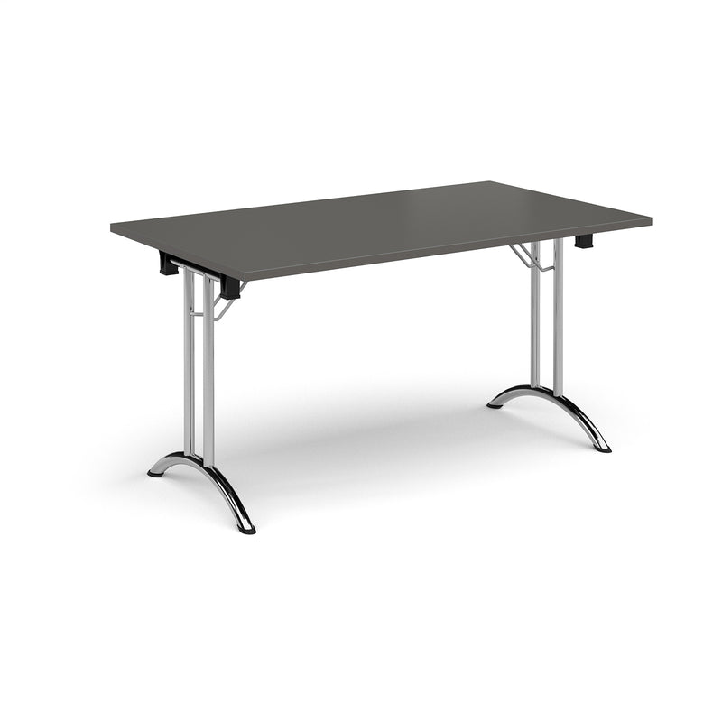 Rectangular Folding Leg Table With Curved Foot Rails - Onyx Grey - NWOF