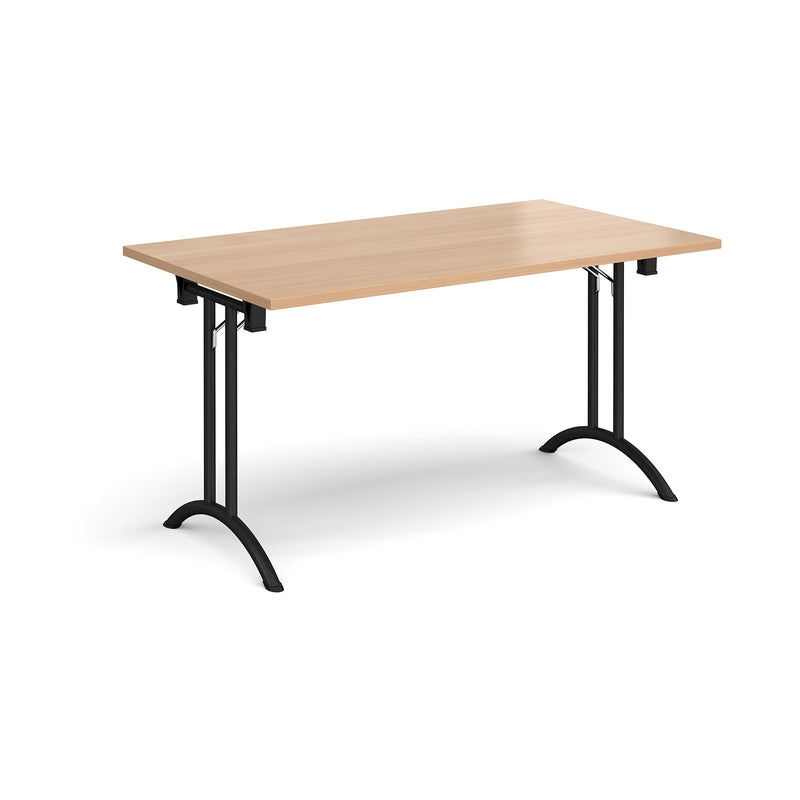 Rectangular Folding Leg Table With Curved Foot Rails - Beech - NWOF