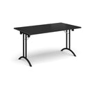 Rectangular Folding Leg Table With Curved Foot Rails - Black - NWOF