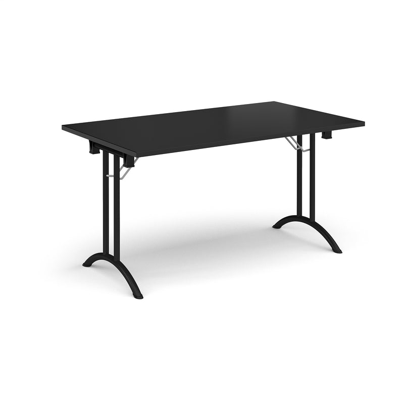 Rectangular Folding Leg Table With Curved Foot Rails - Black - NWOF
