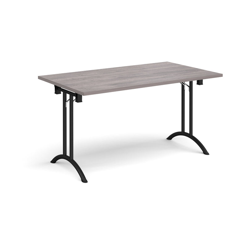 Rectangular Folding Leg Table With Curved Foot Rails - Grey Oak - NWOF