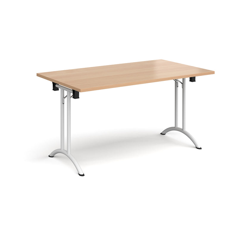 Rectangular Folding Leg Table With Curved Foot Rails - Beech - NWOF