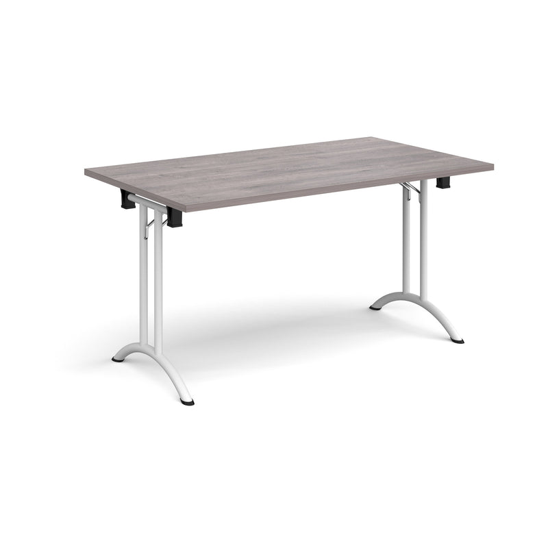 Rectangular Folding Leg Table With Curved Foot Rails - Grey Oak - NWOF