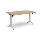 Rectangular Folding Leg Table With Curved Foot Rails - Kendal Oak - NWOF