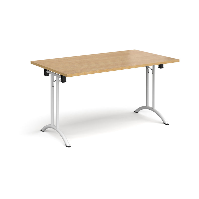 Rectangular Folding Leg Table With Curved Foot Rails - Oak - NWOF