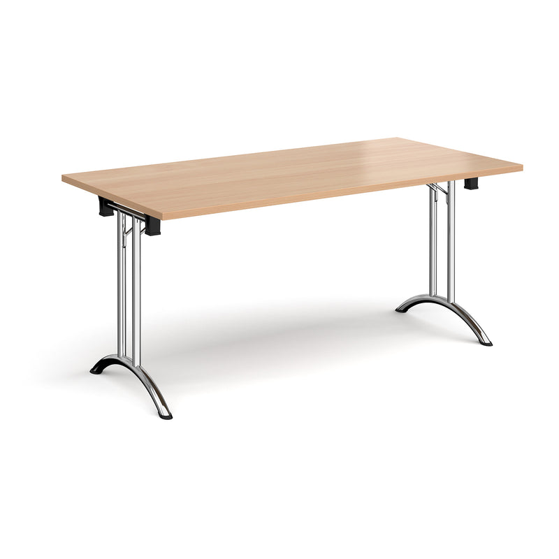 Rectangular Folding Leg Table With Curved Foot Rails - Beech - NWOF